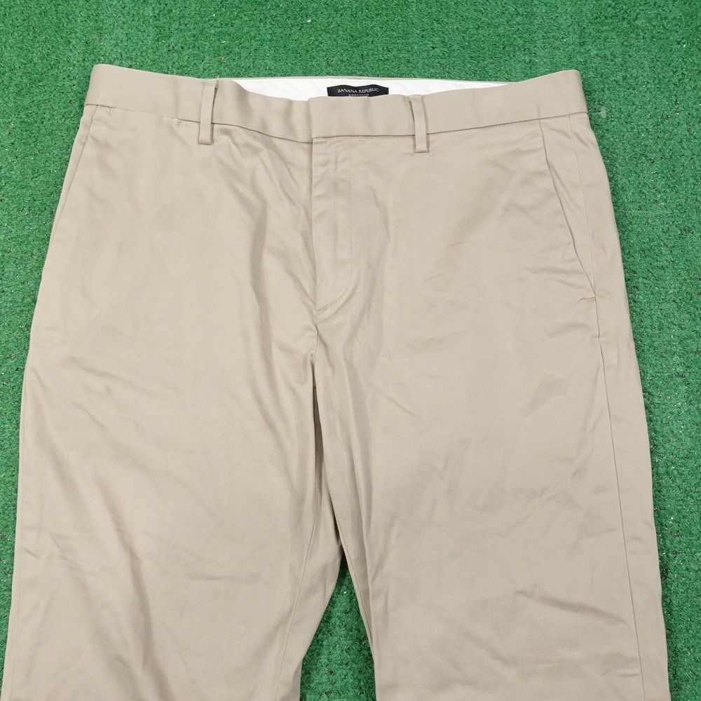 BANANA REPUBLIC AIDEN CHINO PANTS TAN BEIGE FLAT FRONT PANTS MENS 34X30 **READ** - Picture 2 of 9